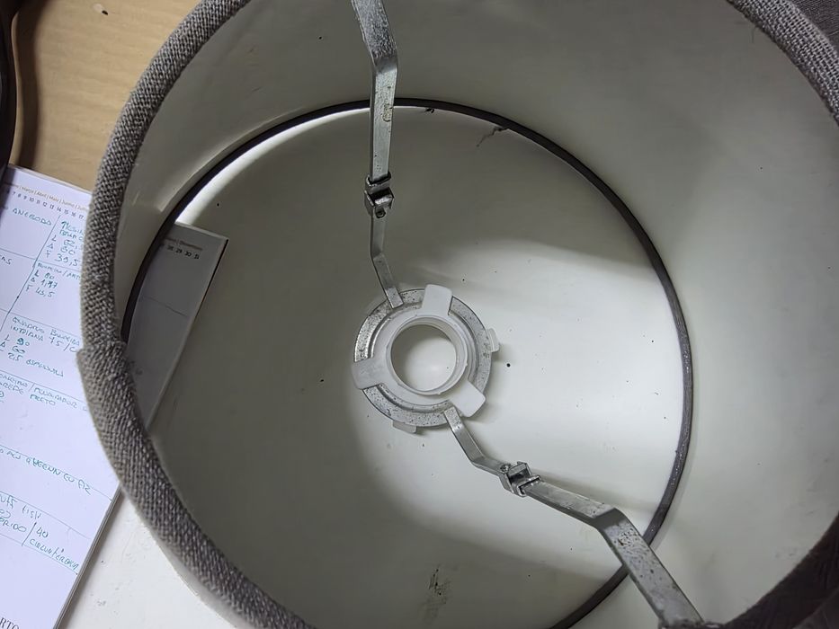 5 abajurs cinza para teto e candeeiro de mesa