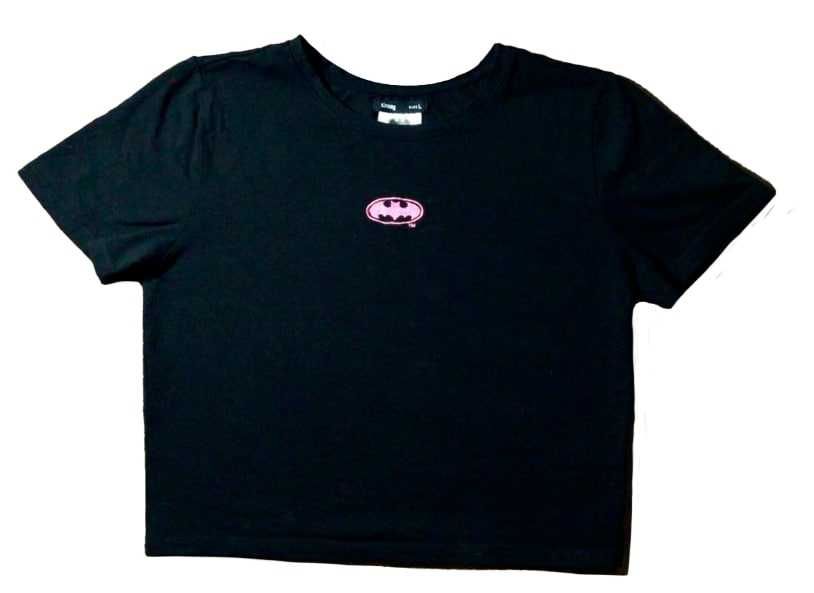 Чорний кроп-топ Sinsay з вишивкою Batman