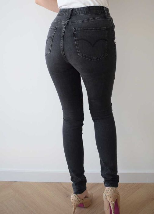 Levi's premium 721 w29 l32 m spodnie czarne rurki wysoki stan