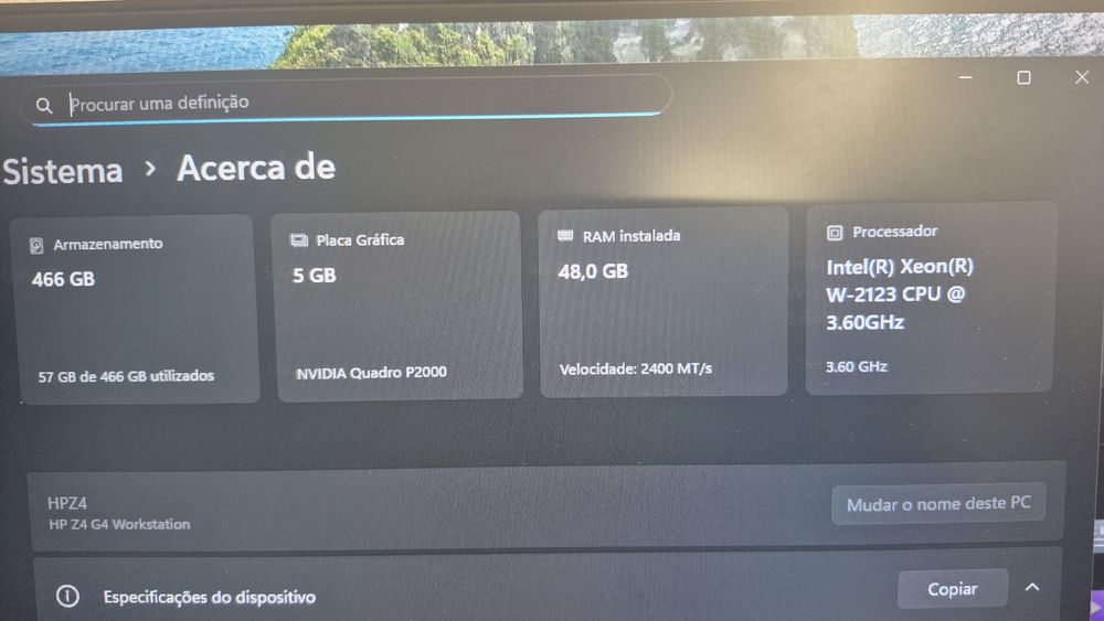 Workstation HP Z4 G4 com 2 monitores Philips de 24"