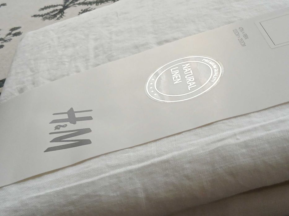 Lniane  śnieżnobiałe zasłony LEN 100% H&M