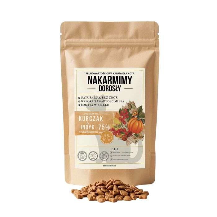 Karma sucha Kot Dorosły NAKARMIMY – Kurczak i Indyk 4.5kg