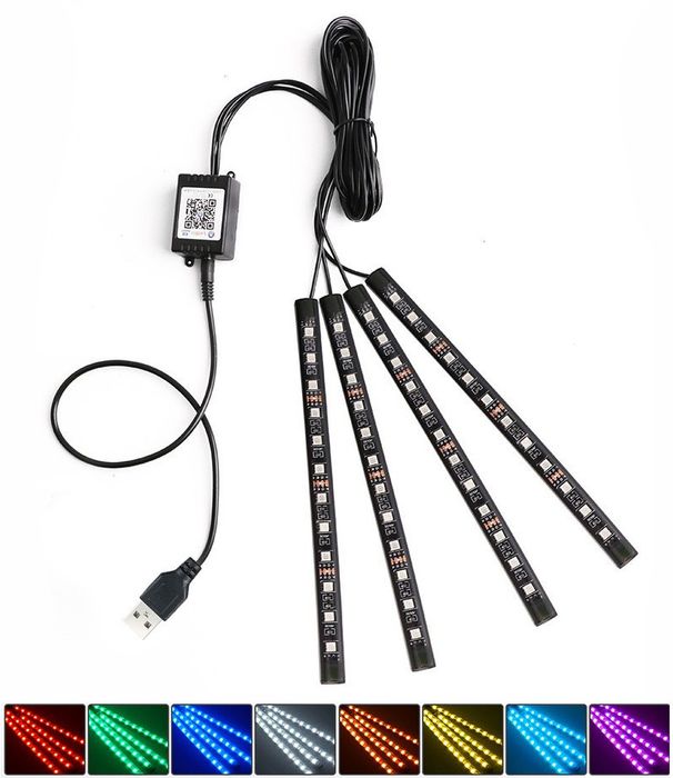 Автомобильная подсветка салона ног Bluetooth led rgb