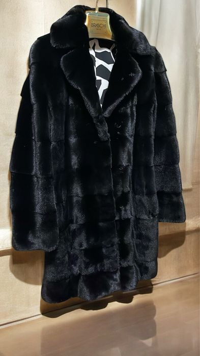 Шуба норкова BLACK glama з англійським воротом р. С-М