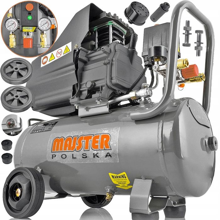 Kompresor Olejowy Sprężarka Powietrza Tłokowa 8 Bar 24l Mocny Wydajny