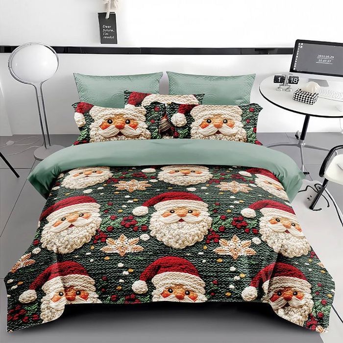 На подарунок! Новорічна святкова постільна білизна постель фланель 5D