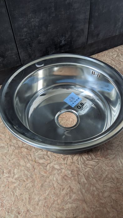 Мийка для кухні  0.8мм нержавійна сталь,510х510х180 хром з сифоном