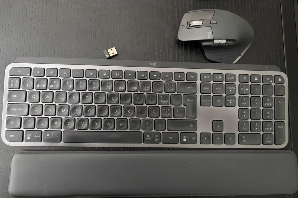 Rato Logitech MX Master 3S + Teclado Logitech MX Keys S + Apoio