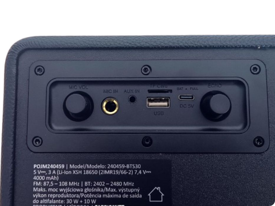 Przenośny głośnik RETRO 30W +10W - Radio FM, BT