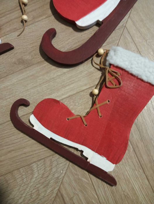 Drewniane buty ozdoba świąteczna na drzwi okno 3szt