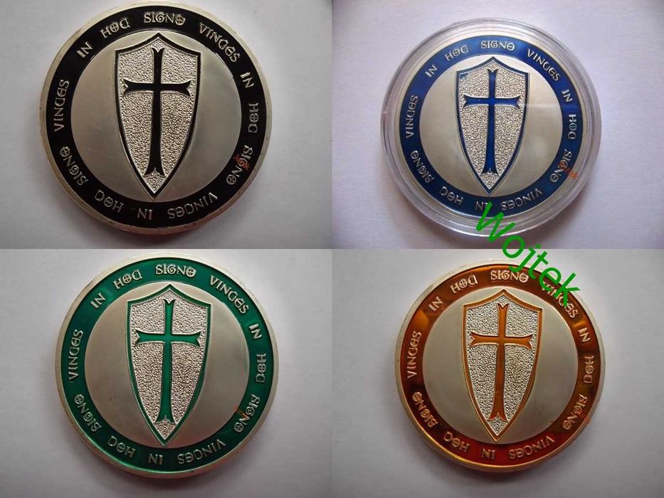 KRZYŻ ZAKON Templariuszy Moneta Medal Numizmat UNC Srebro Złoto Kapsel