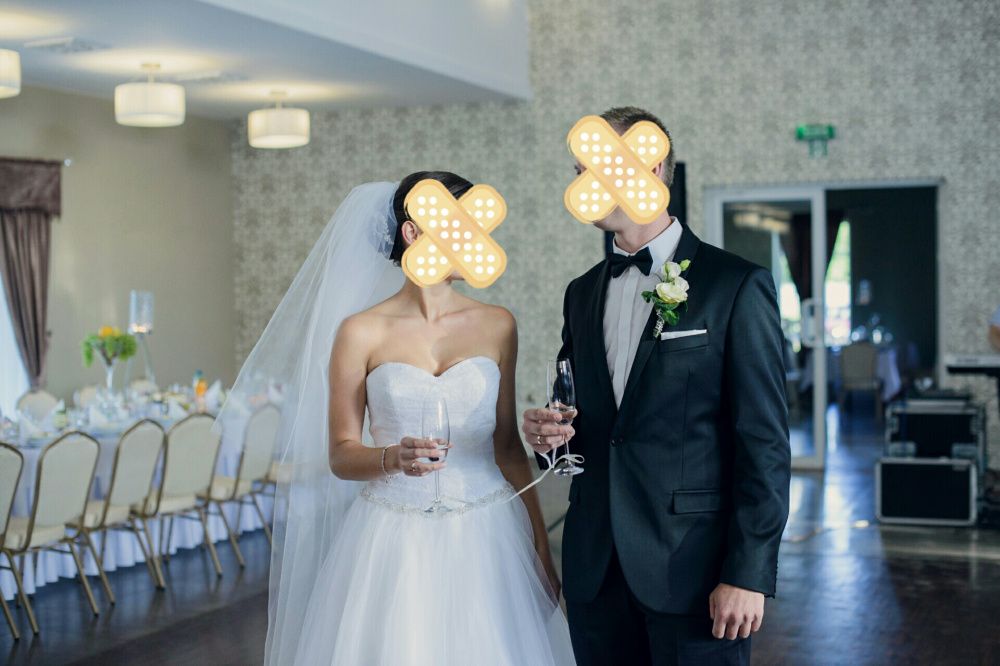 Suknia ślubna SWEETHEART 6014 biała tiulowa gratis halka