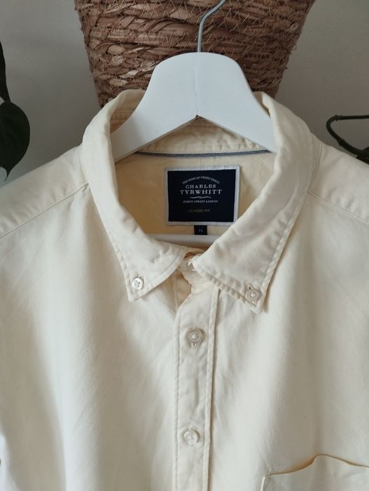 Męska koszula bawełniana, żółta, maślana, wiosenna, premium  r.XL Char