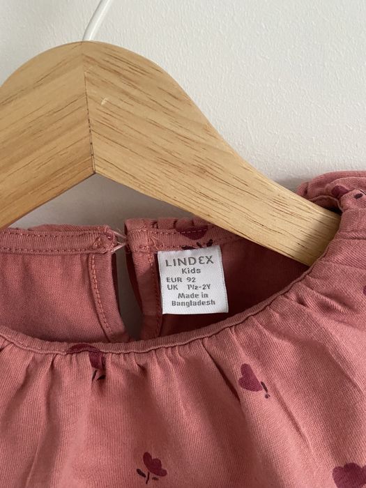 Bluzka lindex różowa 92 kwiatki kołnierzyk