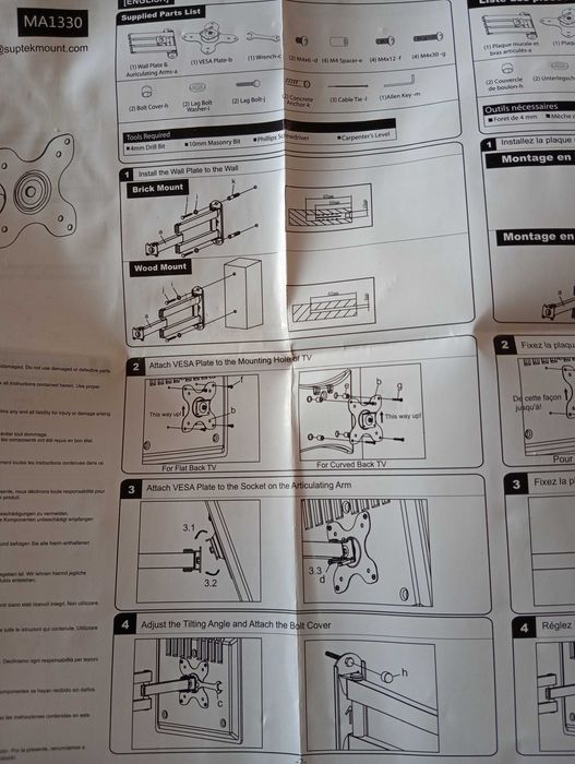 Stojak do montowania monitora na ścianie.