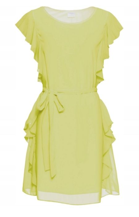 Sukienka szyfonowa limonka 42