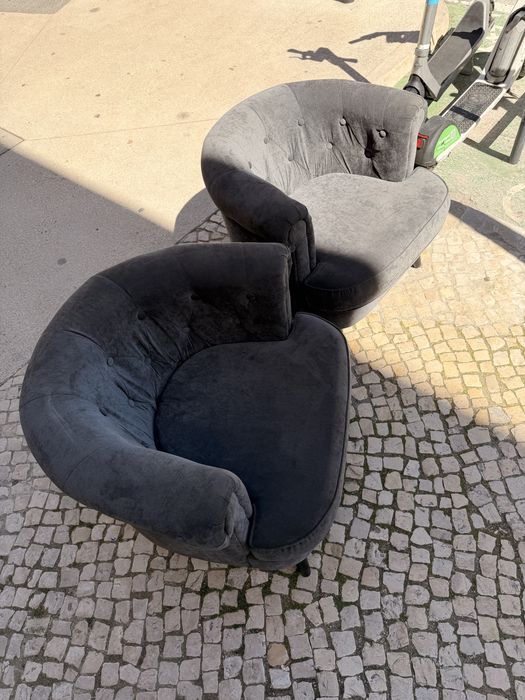 2 Cadeiras Pultronas Sofás Cinzento Escuro