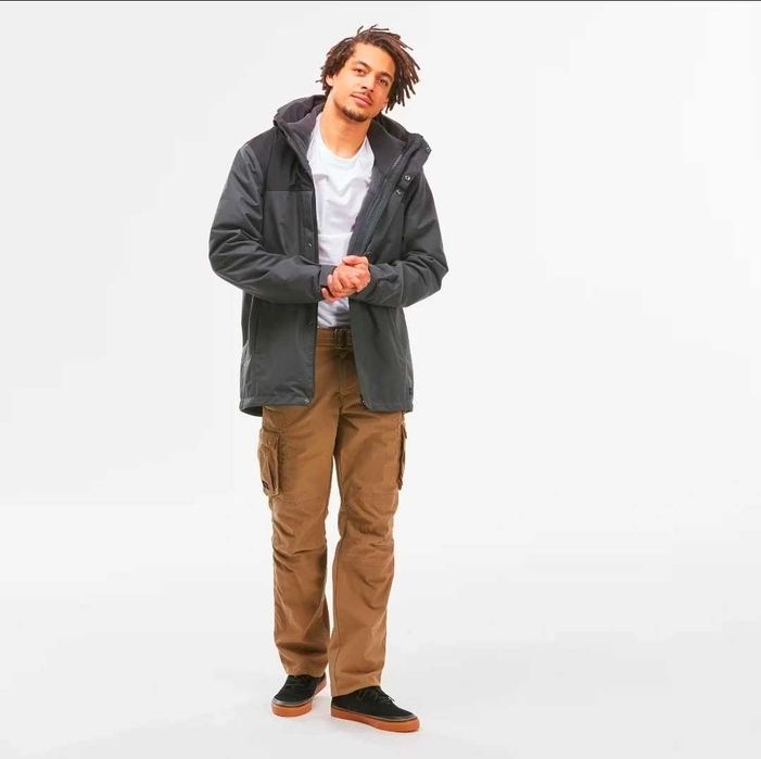 Quechua casaco de caminhada 3 em 1, 0°C impermeável, nh100 cinzento