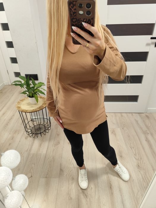 Karmelowa bluzka tunika M karmienie