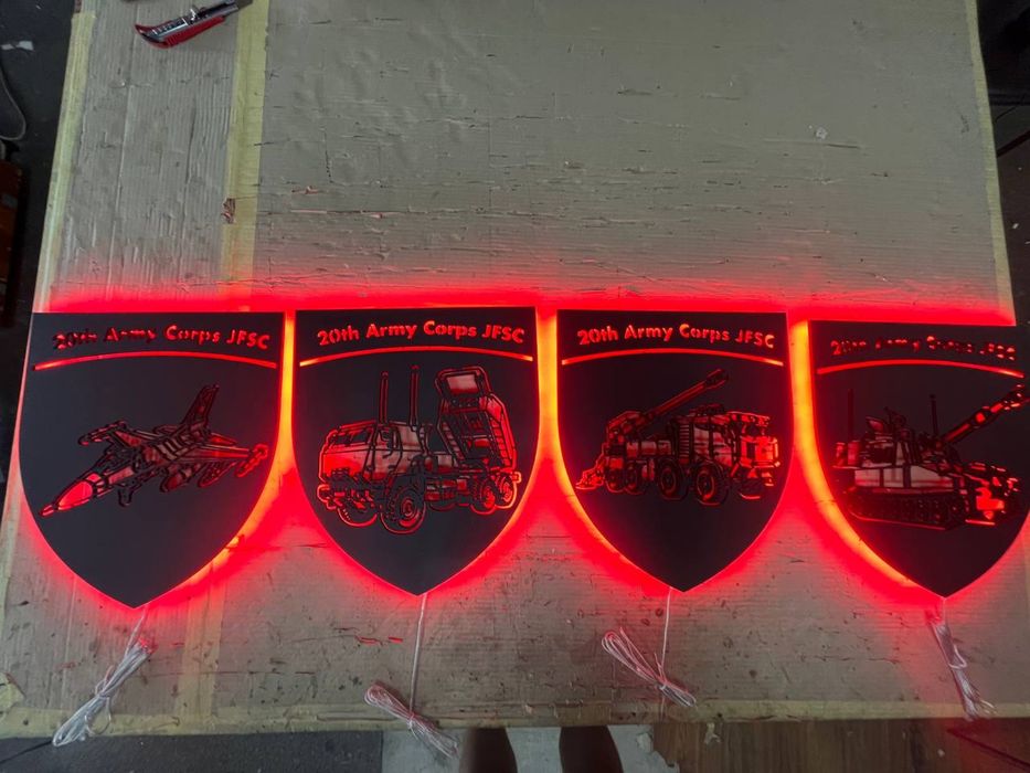 Панно-шеврон із МДФ з LED-підсвіткою | Виготовлення під замовлення