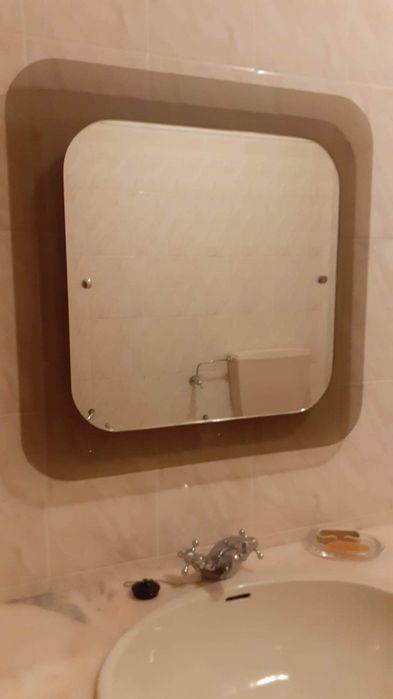 Conjunto toalheiro + espelho p/ casa-de-banho em Inox