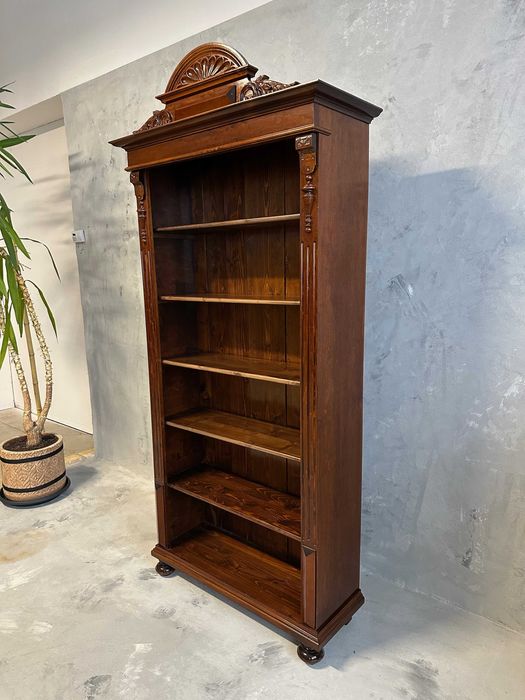 Antyczna biblioteczka z końca XIX / początku XX wieku – drewno orzech