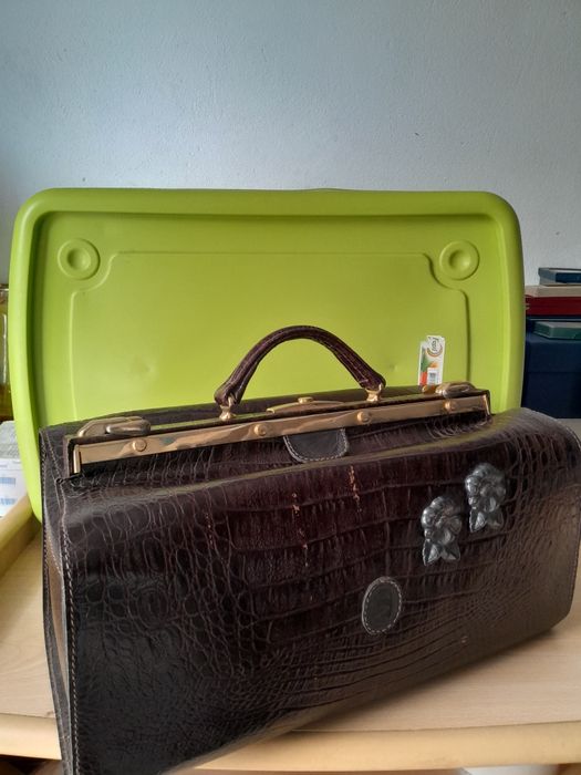Mala vintage pele crocodilo