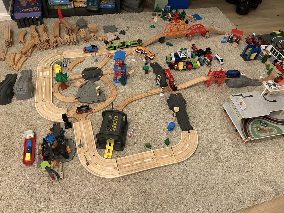 Tory drewniane kolejka zestaw Wiele elementów i pociągi IKEA Brio Lidl