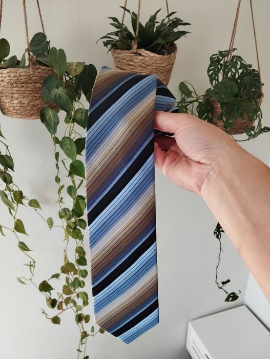 Męski jedwabny krawat 100% silk, paski, 9 cm, Canda