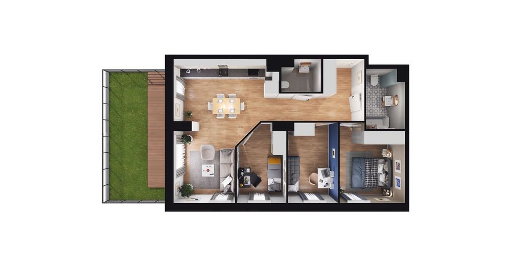 4-pokojowe mieszkanie 63 m² + ogródek - Widok 2