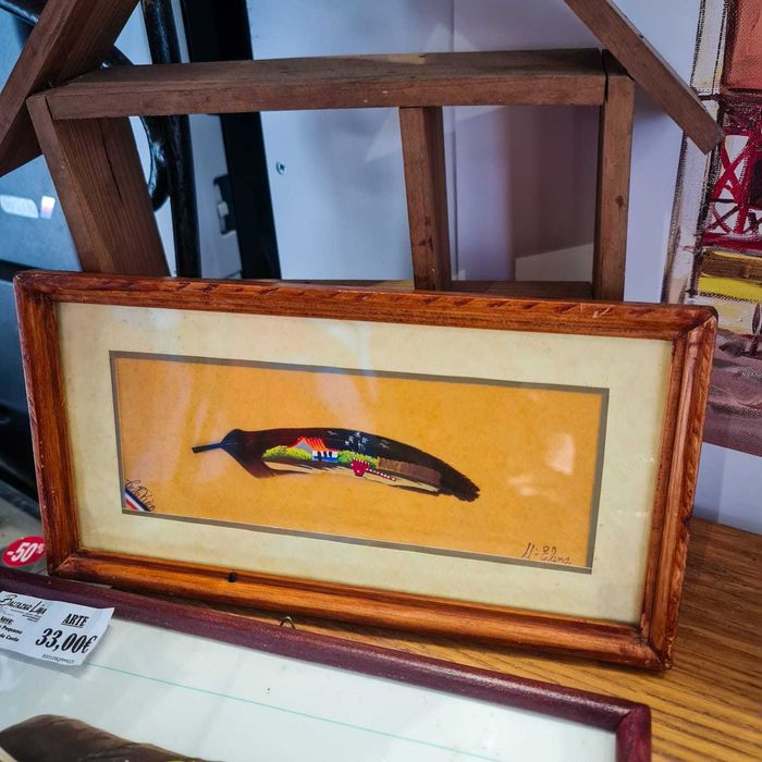 Quadro Pintura sobre Pena Natural–“Paisagem Rural” Mª Elena(CostaRica)