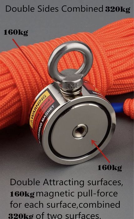 Iman Neodyum 320KG c/ Corda Pesca Magnética (NOVO)