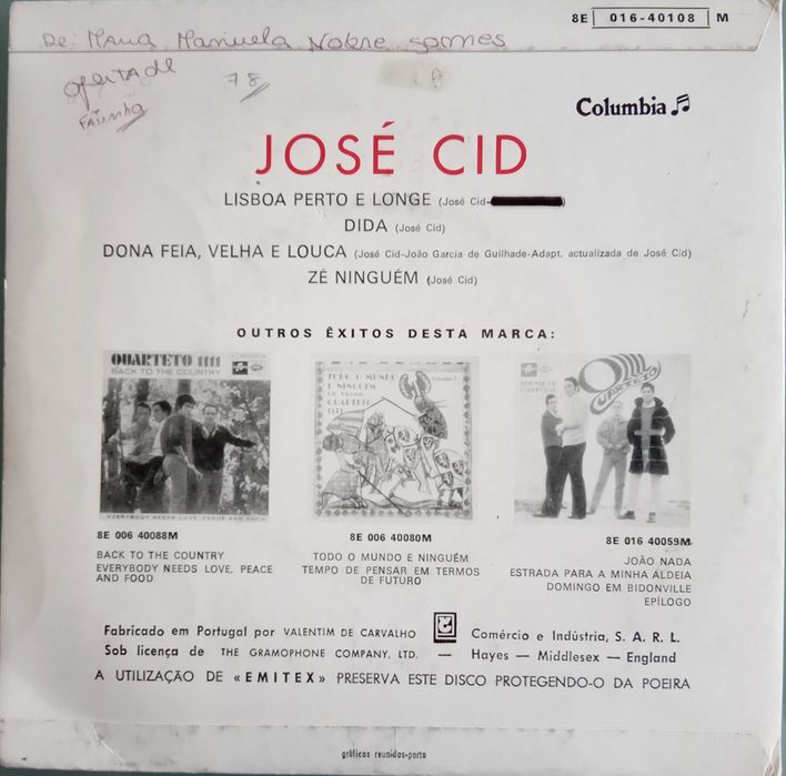 José Cid	- - - - -	Lisboa Perto e Longe	- - - - -	EP