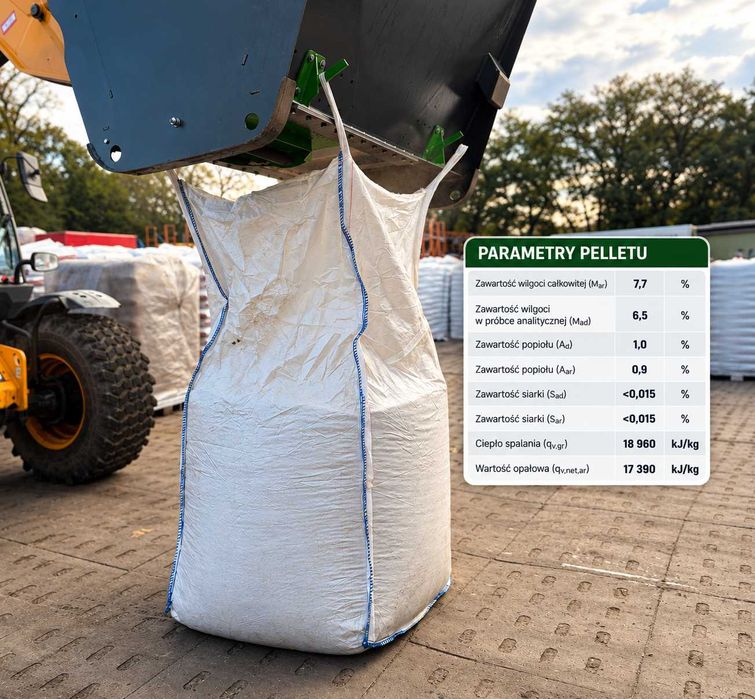 pellet drzewny luz 1000kg w big bag 1750zł/tona transport gratis