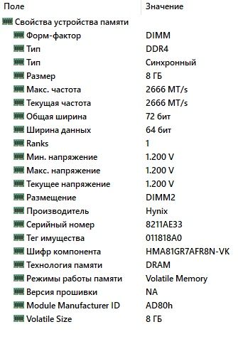 DDR4 2666MHz 8 gb ECC оперативна памʼять