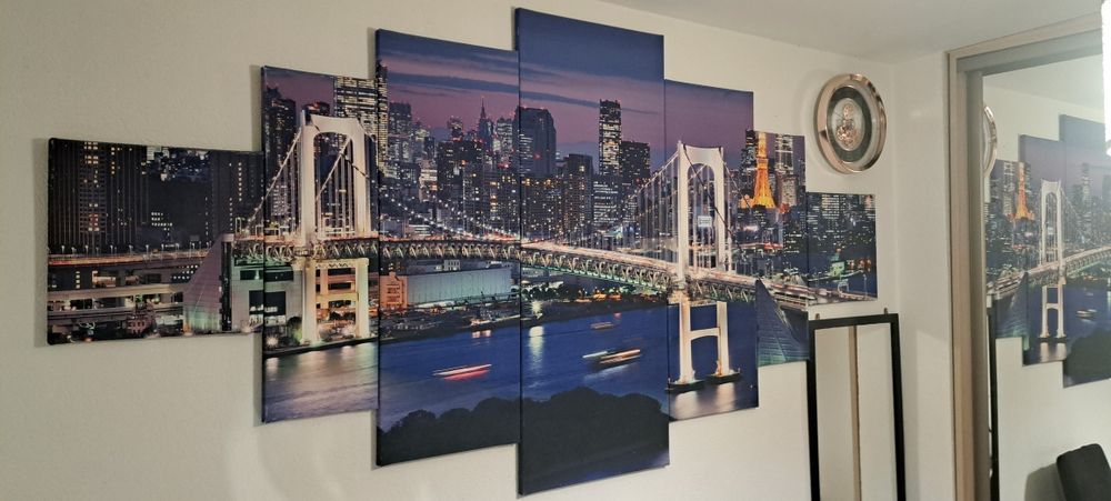Tytuł: Duży Obraz 5-częściowy XXL 215x100 Tokio Most Rainbow Bridge Płótno