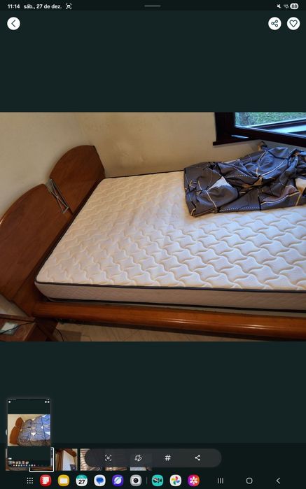 Cama de casal em Madeira Maciça
