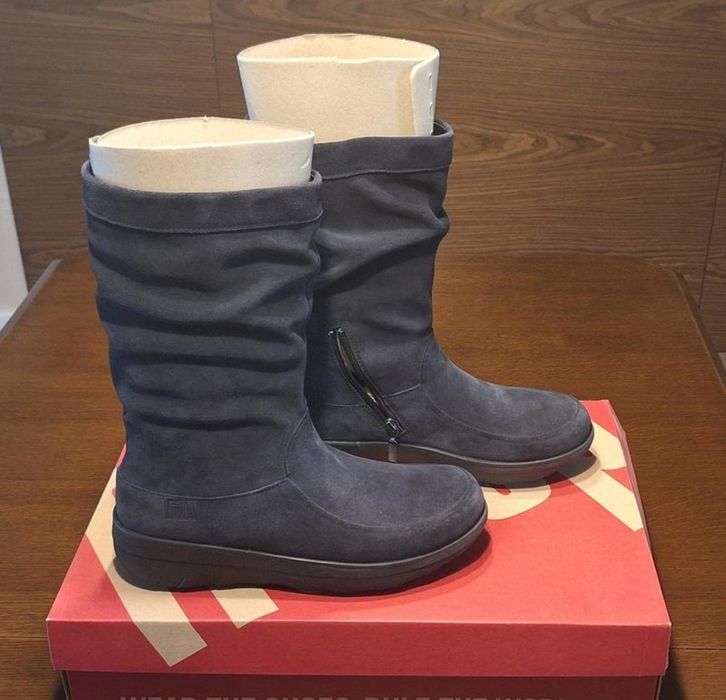 Темно-сині жіночі чоботи Fitflop,   натуральна замша, розмір 41 євро, устілка 26, на повну ніжку підійде