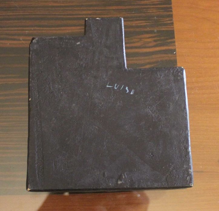 Cinzeiro de cerâmica turquesa vintage, Grão Pará, assinado.