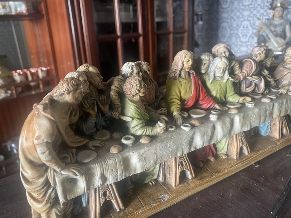 Antiguidades - Quadro e peça  lapidada   “Ceia de Cristo”