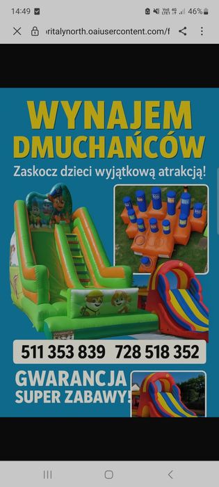 Wolne terminy Wynajem dmuchaniec zjeżdżalni