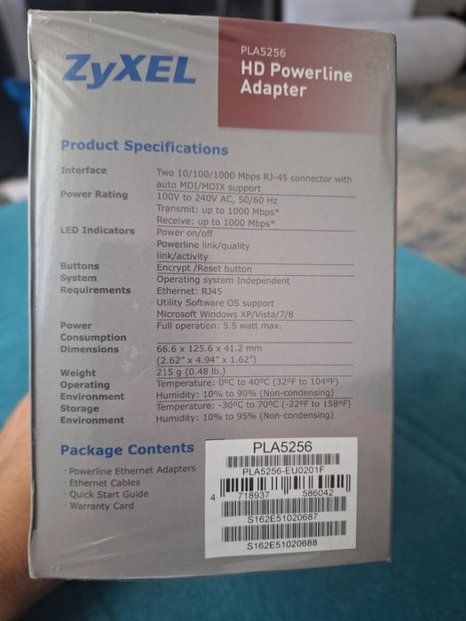 ZyXEL PLA5256 Powerline AV2 1000 Mbps Kit (2 Adaptadores) - Novo Selado