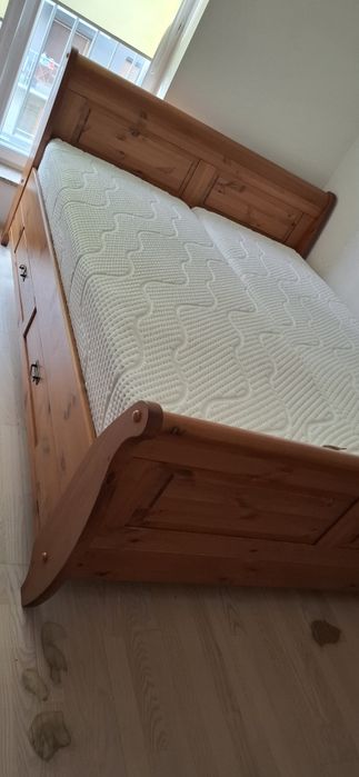 Łóżko + szafki nocne drewniane