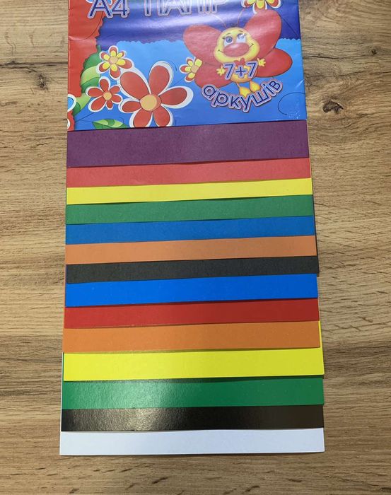 Кольоровий картон + кольоровий папір набір А4 7+7