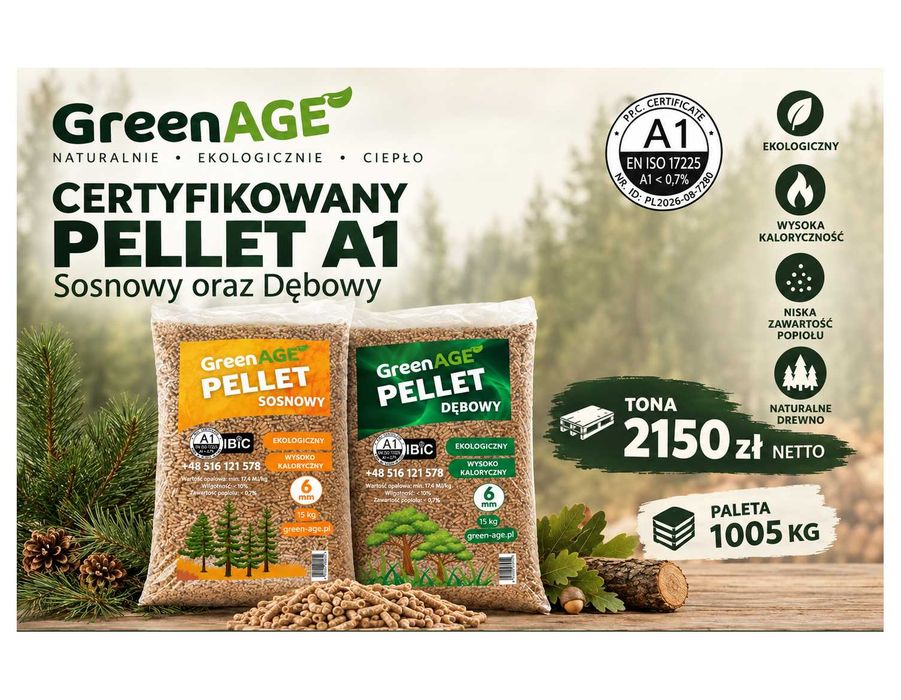 Ekologiczny PELLET Drzewny- Certyfikat IBiC A1 - Dębowy / Sosnowy Worki 15 KG - 1005KG