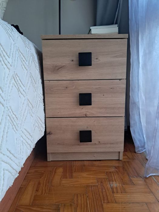 2 mesas de cabeceira SEATTLE em cor carvalho