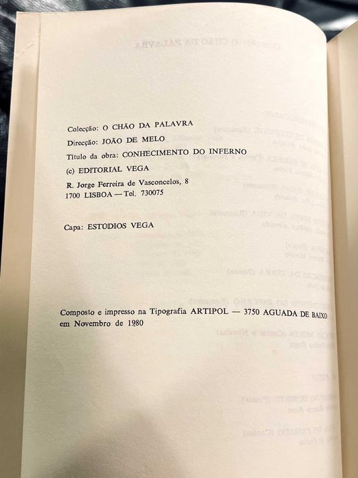 Conhecimento do Inferno (1ª Edição, 1980) - António Lobo Antunes