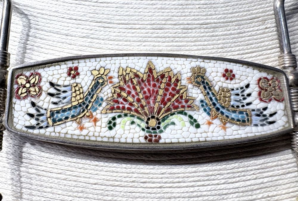 Lindissimo, invulgar colar vintage em prata com micromosaíco e ouro