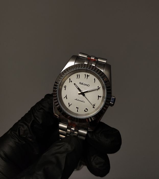 Seiko MOD Datejust Biały White Arabic Jubilee Custom Nowy