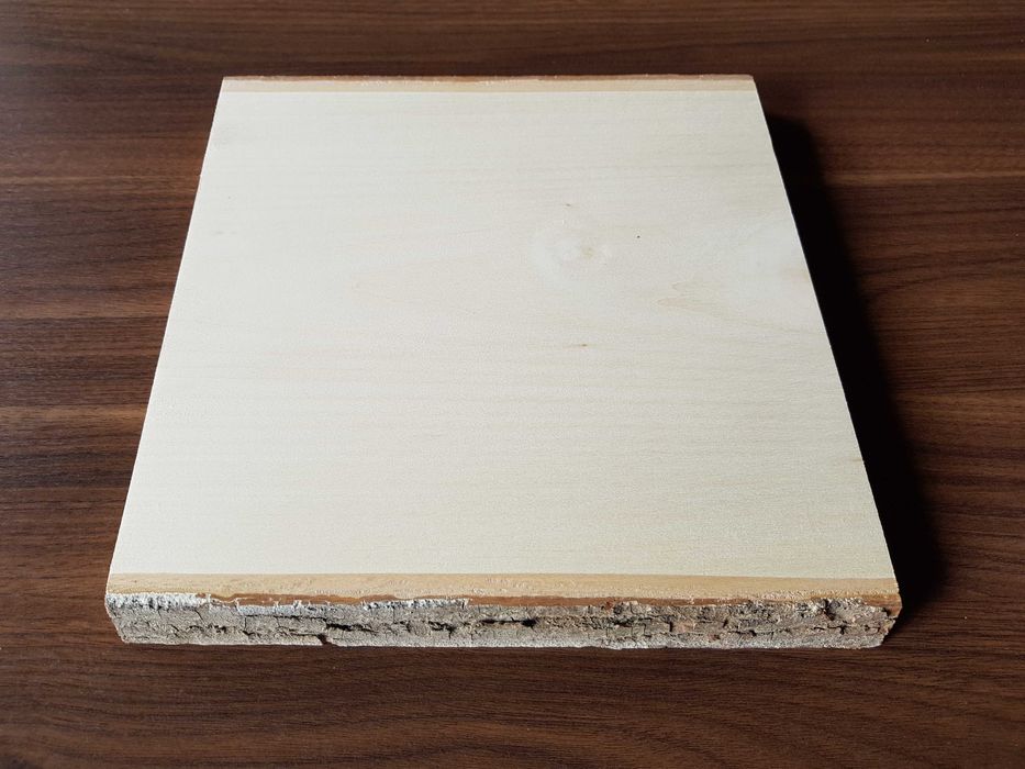 Deska lipowa z korą 25x22,5x2,5cm rzeźba, ikony, decoupage